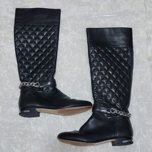 Michael Michael Kors Black Ramsey Upper Leather Riding Boots